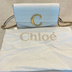 Chloe chain strap croc purse